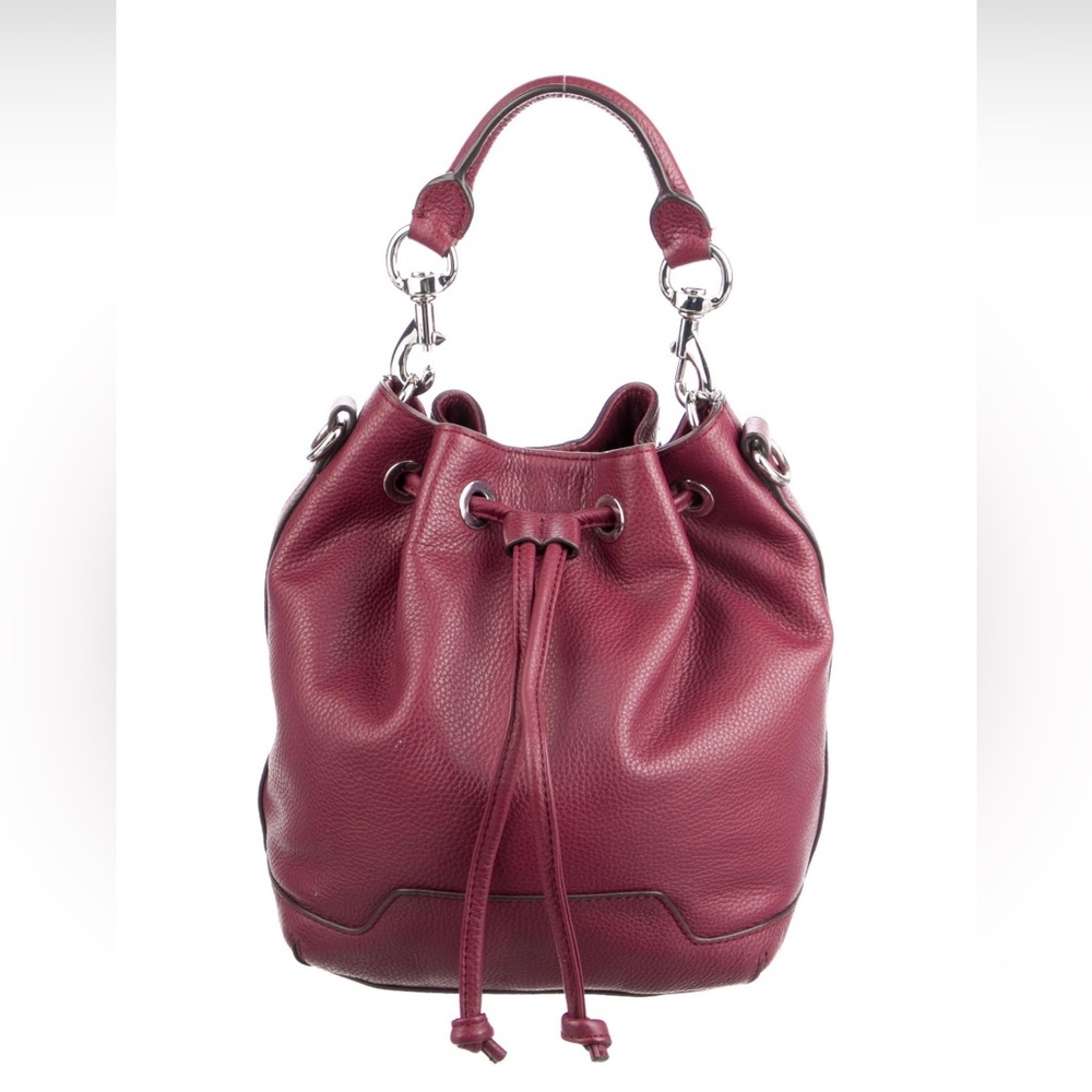 Rebecca Minkoff burgundy pebble leather  crossbody bucket bag